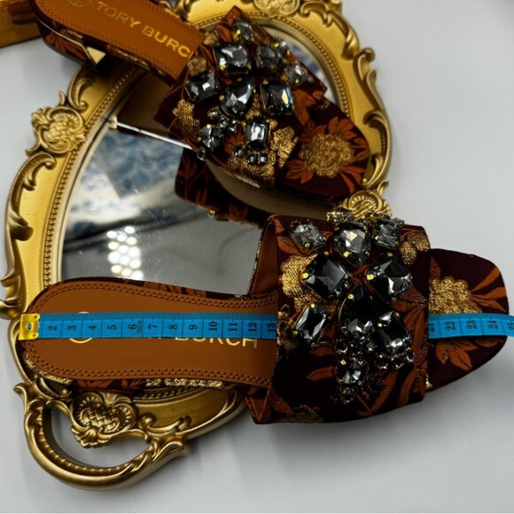 🆕 TORY BURCH 🧿 NWOT Martine 25mm Slide, Burgundy & Gold Jacquard, Sz 7.5 - Picture 16 of 16